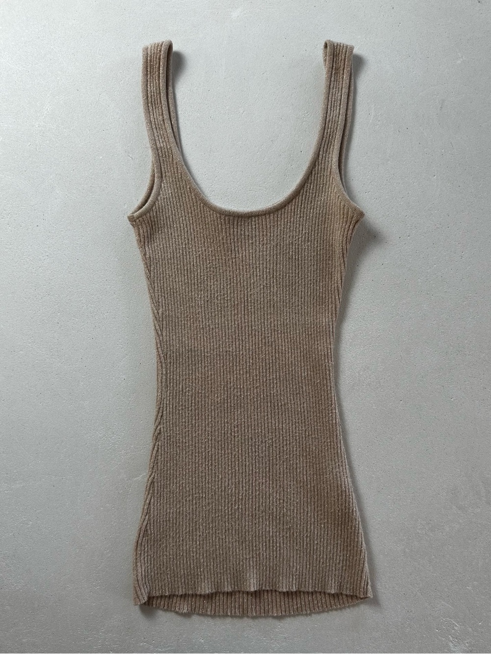 Authentic bebe Ribbed Scoop Neck Tank Top - Beige